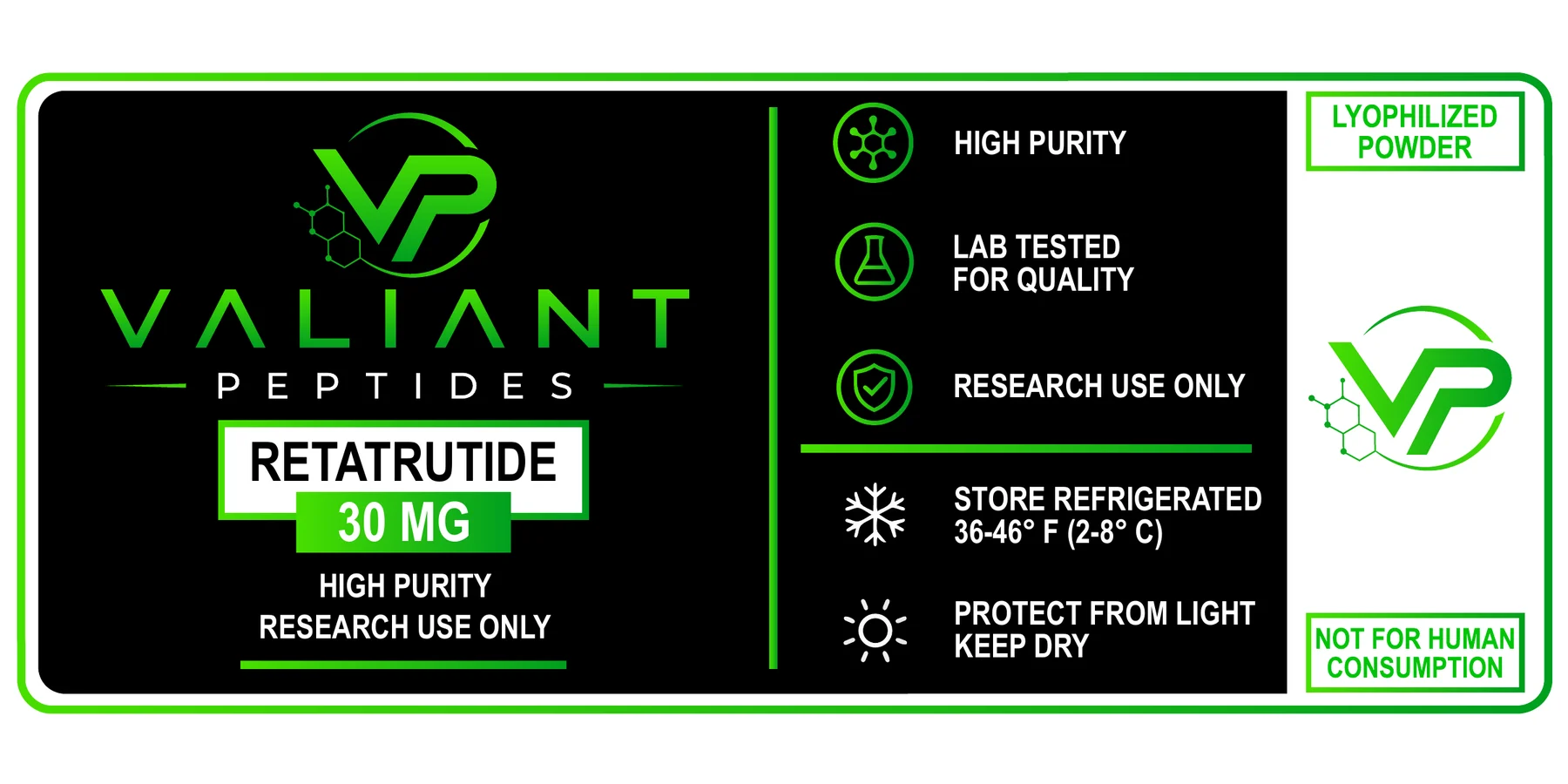 Green colorway of the vial label