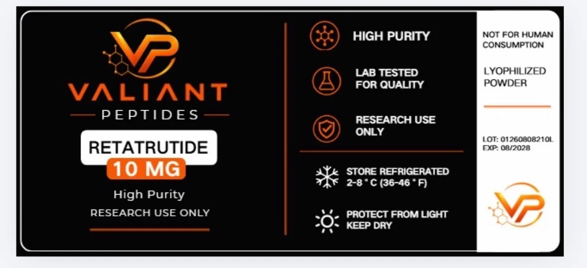 Orange label with lot number and expiry date